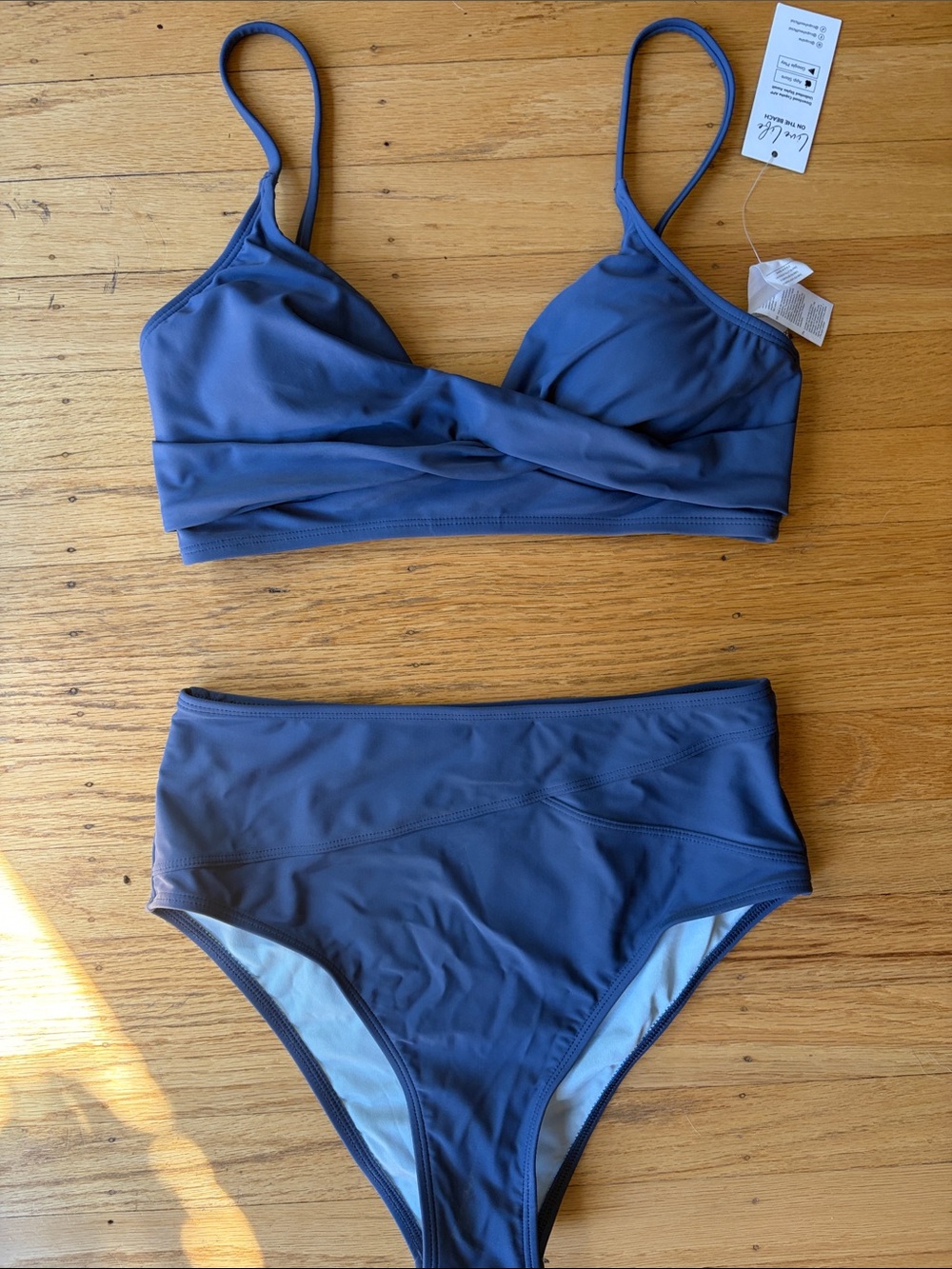Cupshe Slate Blue Twist Bralette Two-Piece Bikini